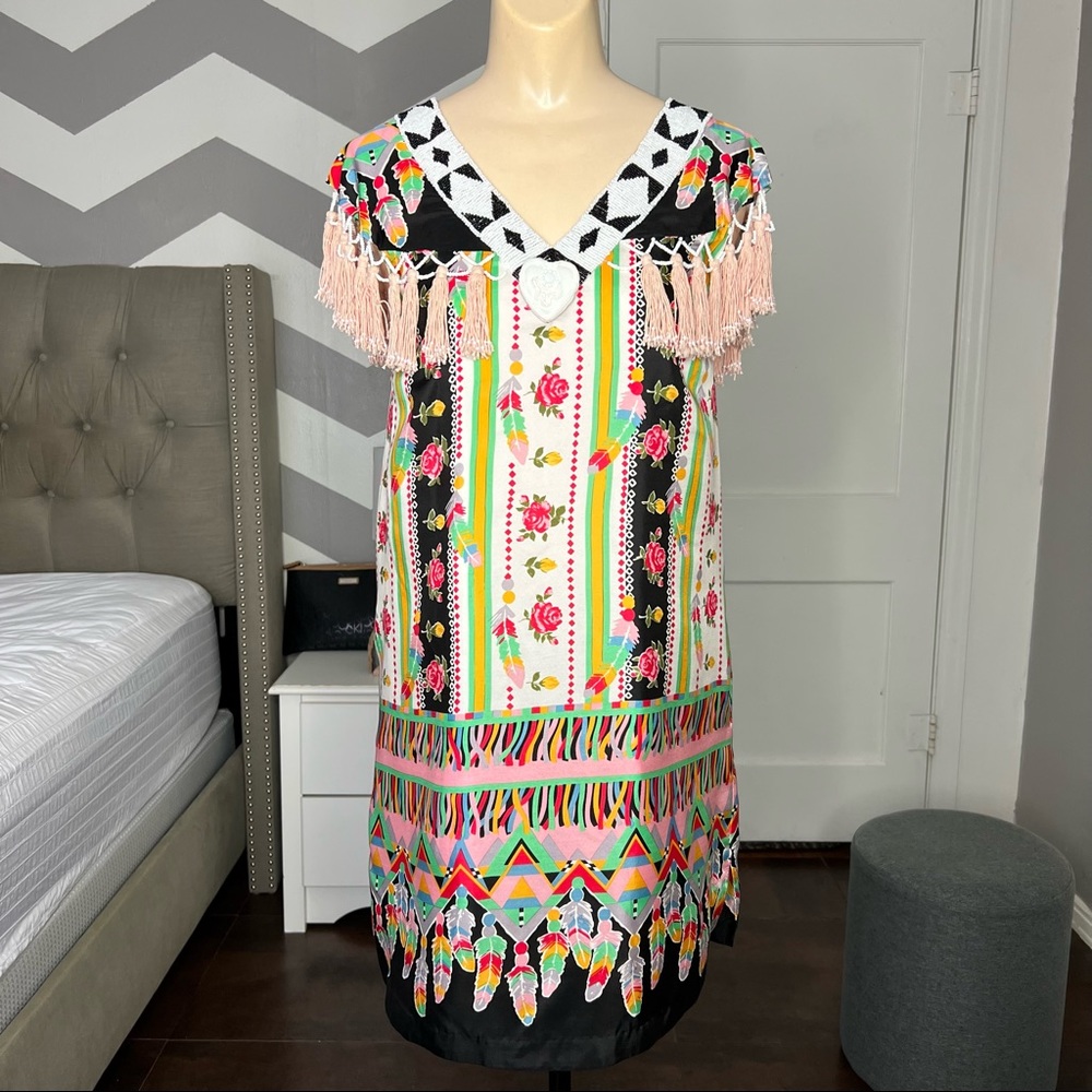 Manoush 100% Silk Vintage Coquette Baby Doll Dress, Intricate Detailing
